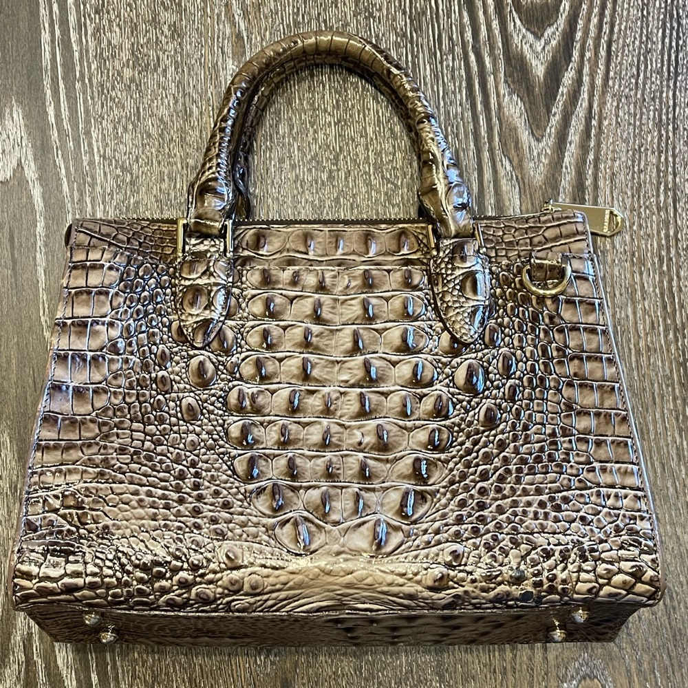 Brahmin Brown Embossed Leather Handbag - Picture 7 of 15